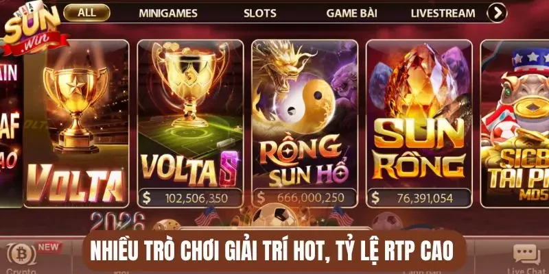 Nhiều trò chơi giải trí hot, tỷ lệ RTP cao 