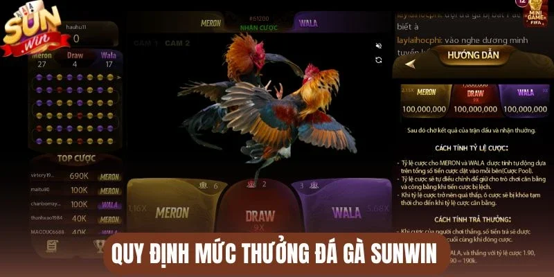 Quy định mức thưởng đá gà Sunwin