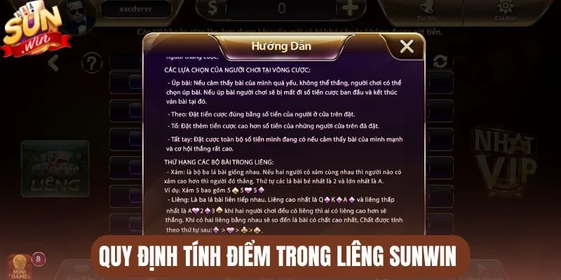 Quy định tính điểm trong Liêng Sunwin 